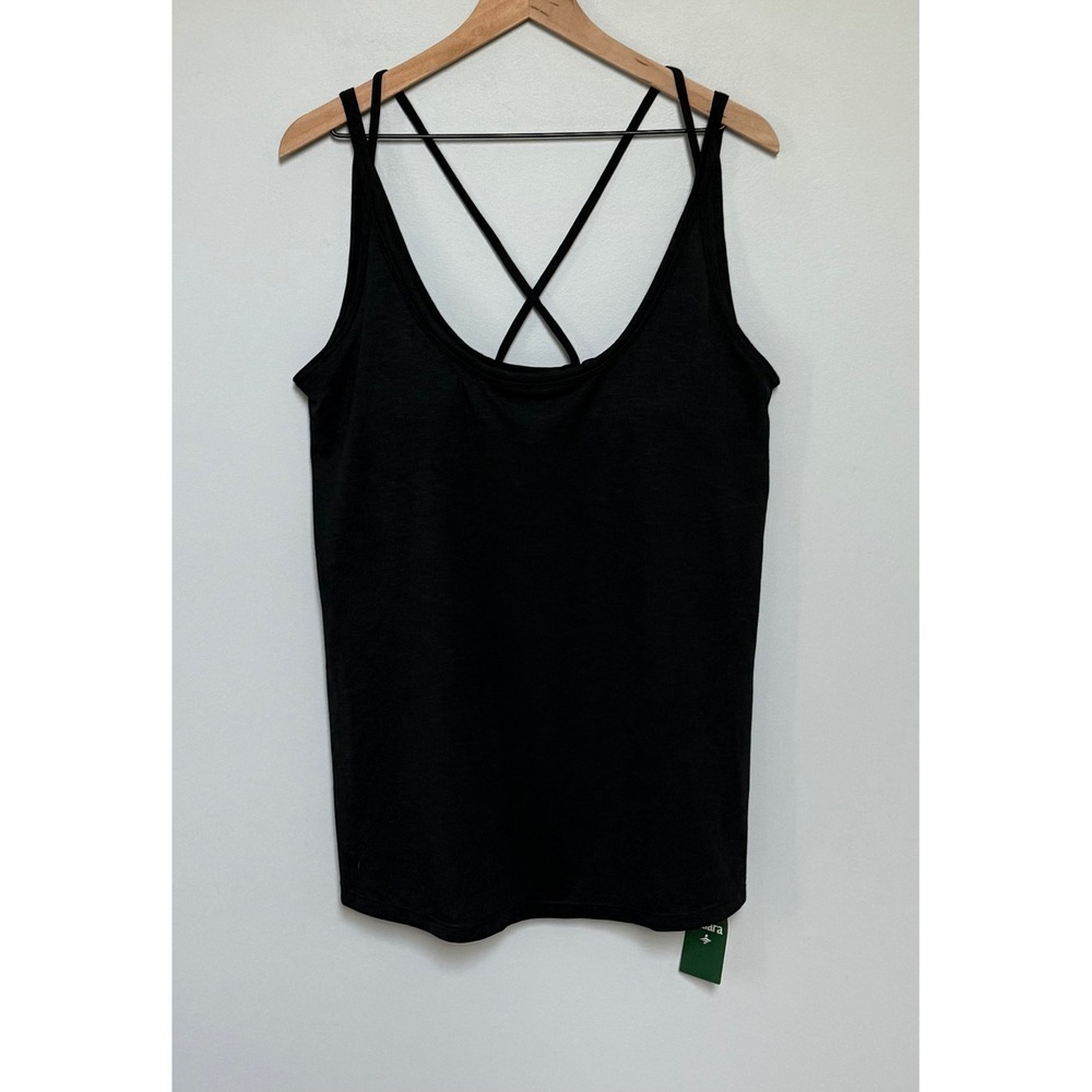 Halara Crisscross Strappy Loose Fit Casual Tank Top Black Built-in Bra Sz L NWT